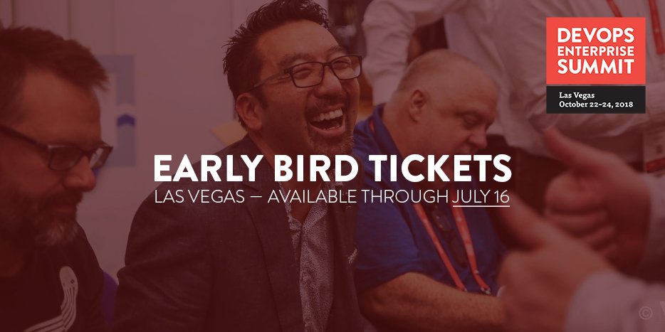 Join @paulycomtois <a href="/jasonacox/">Jason A Cox</a> <a href="/nicolefv/">dr. nicole forsgren</a> <a href="/chawklady/">Courtney Kissler</a> <a href="/yesthattom/">Thomas Limoncelli 7k</a> <a href="/mipsytipsy/">Charity Majors</a> <a href="/TopoPal/">Dr. Tapabrata Pal</a> <a href="/jsnover/">Jeffrey Snover</a> <a href="/StevenJSpear/">Steven Spear</a> <a href="/RealGeneKim/">Gene Kim</a> and more in Las Vegas for #DOES18 USA! Register now before early bird is over! events.itrevolution.com/us/register/ #DevOps #tech #business
