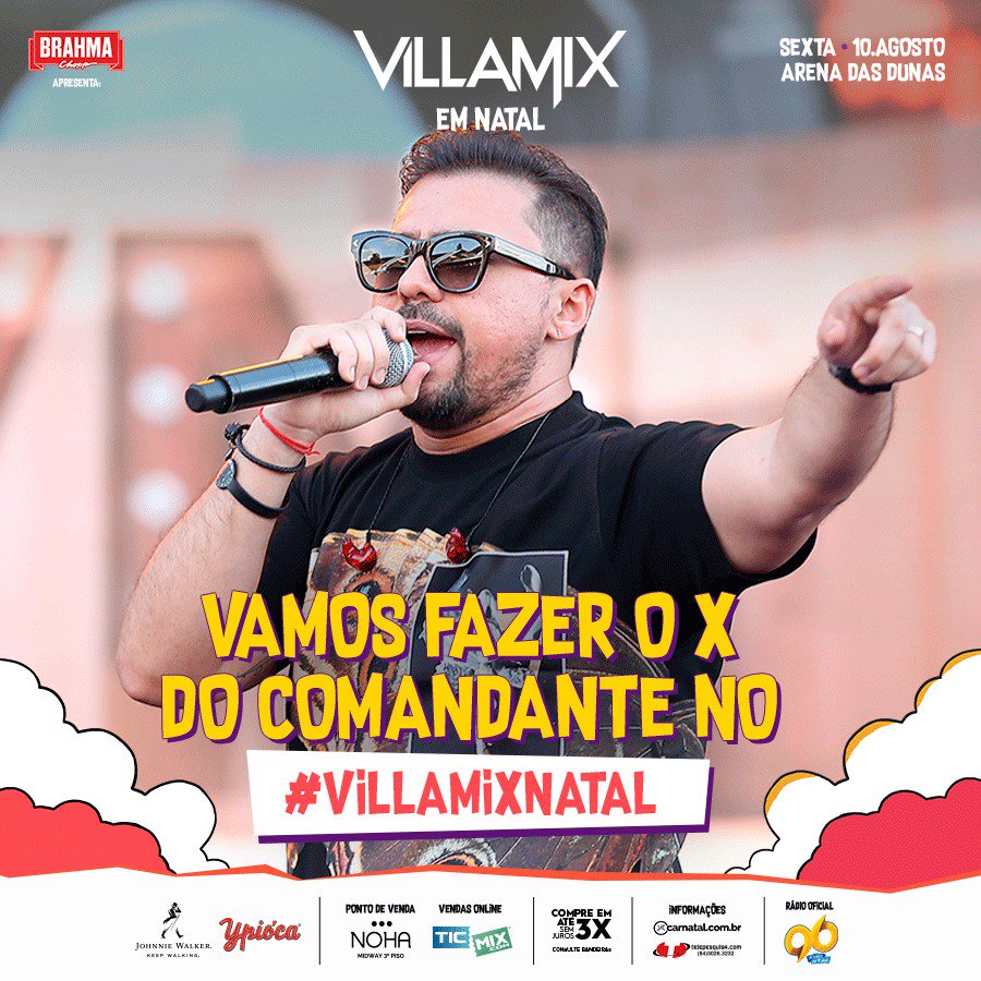 blyurnetwork's tweet photo. A Arena das Dunas vai virar pista de pouso para o @XandAviao, dia 10 agosto! Reserve o seu lugar e embarque no mix de emoções do #VillaMixNatal!!
Ingressos: Noha Shoes Midway e https://t.co/P8iBJtwcYe ⠀
Mais info: https://t.co/NwhTOEVLOU⠀
#natal #natalrn #villamix #musicaemix https://t.co/pYXkORk47g