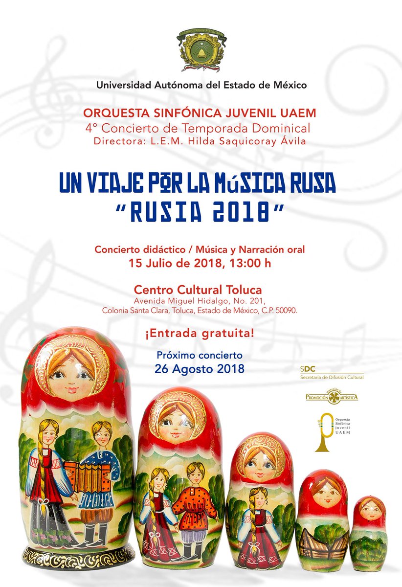 osjuaemex's tweet photo. Un viaje por la música -y la literatura- rusa. Los esperamos! https://t.co/8xFmZR4wj8