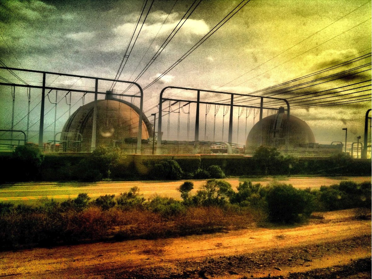 San Onofre Nuclear Power Plant, shot from a moving Amtrak Train #nuclearpower #nuclear #environment #environmental #power #powerplant #fineartphotography #artforsale #Amtrak #train #abandoned