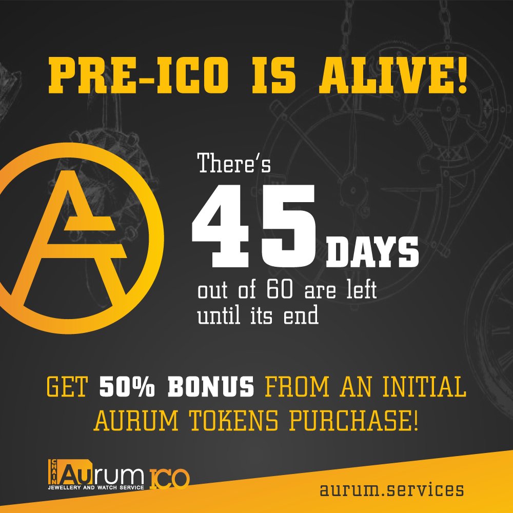 AurumToken's tweet photo. Дорогие друзья!

Получите 50% бонус от первоначальной покупки токена AURUM в рамках Pre-ICO!

#Aurum #AurumServices #AurumICO #AurumToken #AurumCoin #Graphene #GrapheneLab #ICO #Blockchain #Cryptocurrency #Крипта https://t.co/H5nMCQ2rV8
