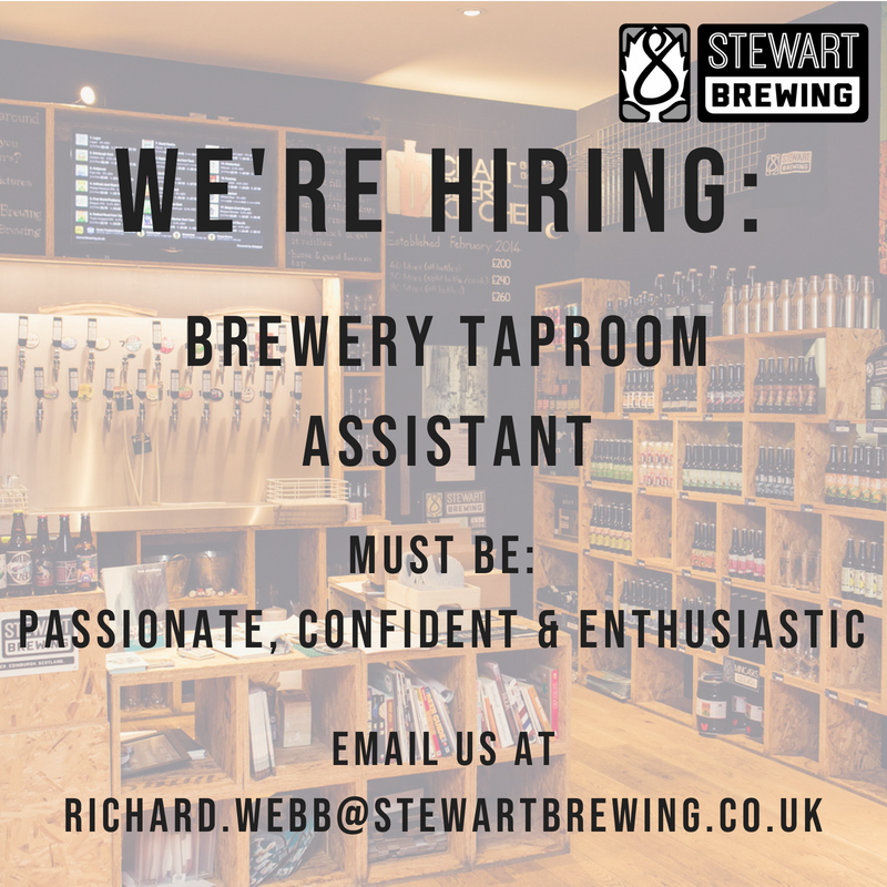 StewartBrewing's tweet photo. We're on the hunt for another brewery taproom assistant to help us out on Saturdays and the occasional Friday/Sunday. Interested? Check out the job spec here: https://t.co/9hYNX6e5v1 
Please send a cover letter and CV to richard.webb@stewartbrewing.co.uk. https://t.co/g42qnpQG2j