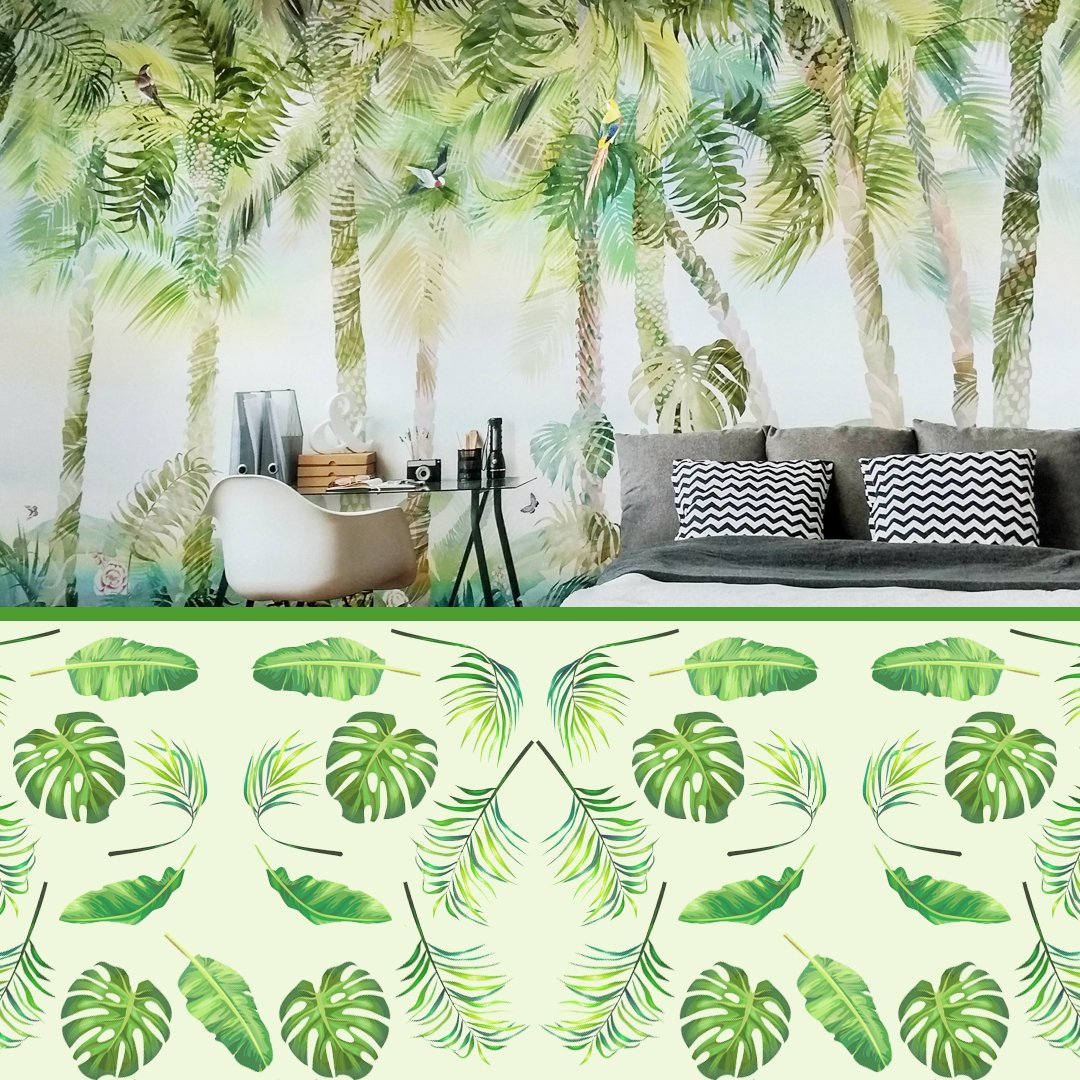 DesignerCol's tweet image. Green tones and plant prints are dominating this season. Loving this plant print (top half) from #Affresco #plantprint #prints #interiordesign #design #trending #green #tones #designercolours