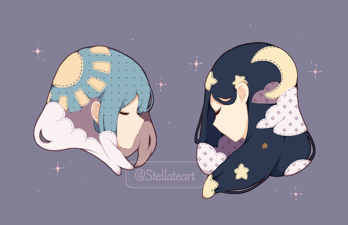 Stellateart's tweet image. Day and night. Some designs I will go for if we can sew patterns on our hair.