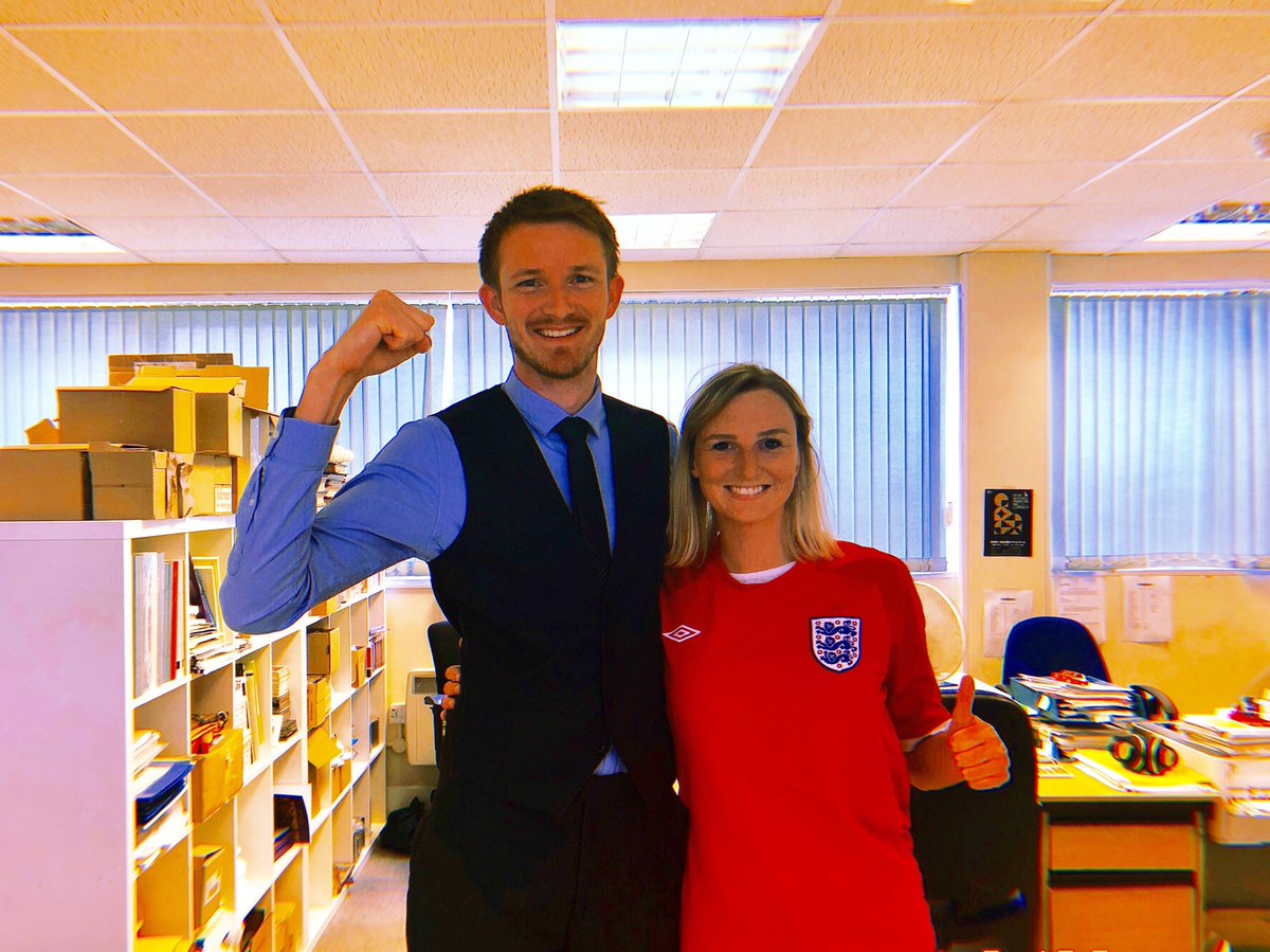 It's the countdown to the big game, and Ikonite @ellieshouls and Peterite @james_joslin can barely contain their excitement...

> #FootballsComingHome <
> #YesEvenMusiciansGetExcitedAboutFootball <
> #waistcoastwednesday <

⚽️🏆🥳
@IkonArts_EPAM @EditionPetersUK