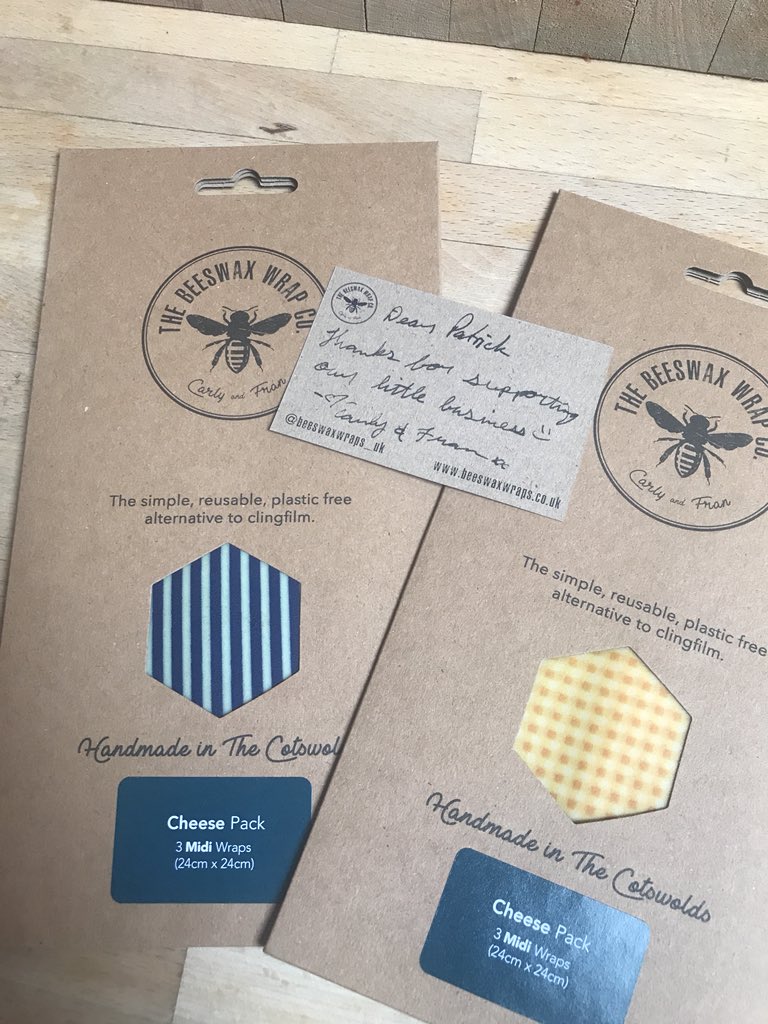 HackettPatrick's tweet image. Thank you @BeeswaxWraps_UK for the handwritten note! Awesome service #plasticfree #PlasticBan
