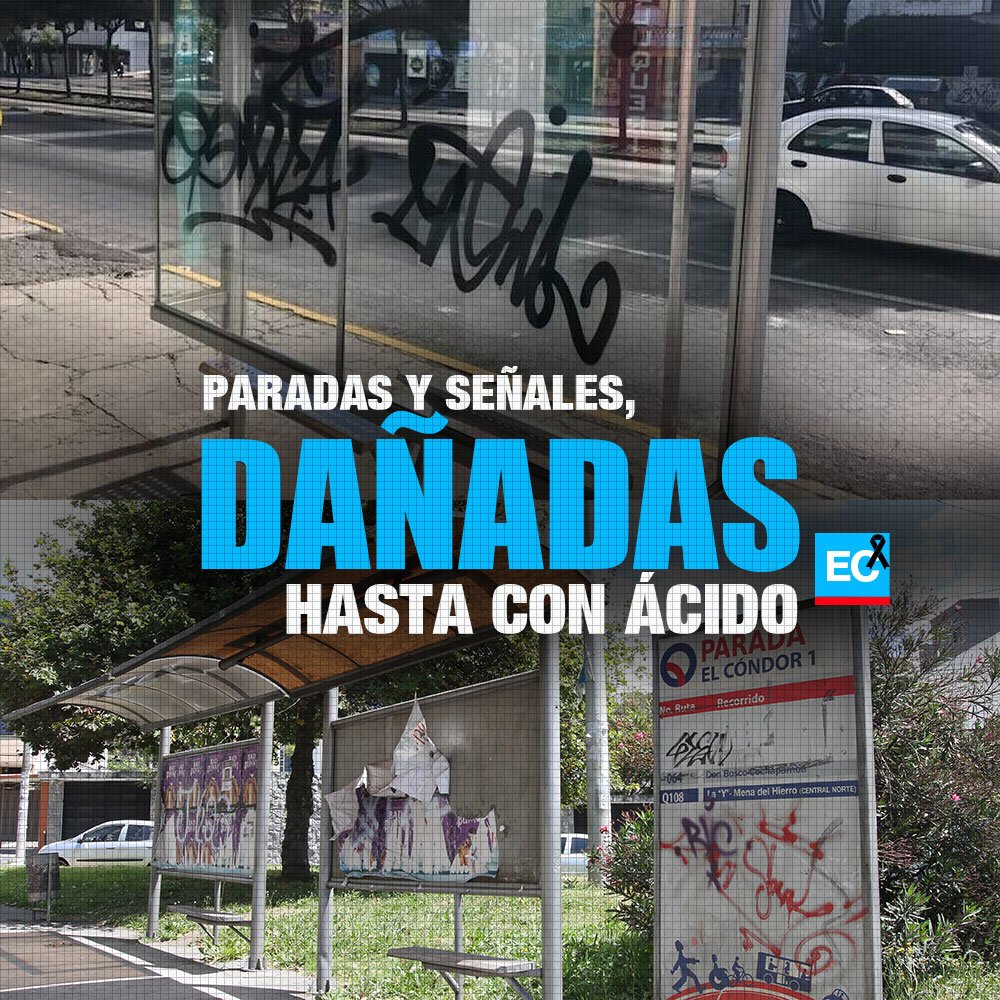 #Quito | Las nuevas paradas de buses fueron afectadas con grafitis; en 11 de ellas se lanzó ácido. ¿Cómo frenar estos actos vandálicos? » bit.ly/paradsUio