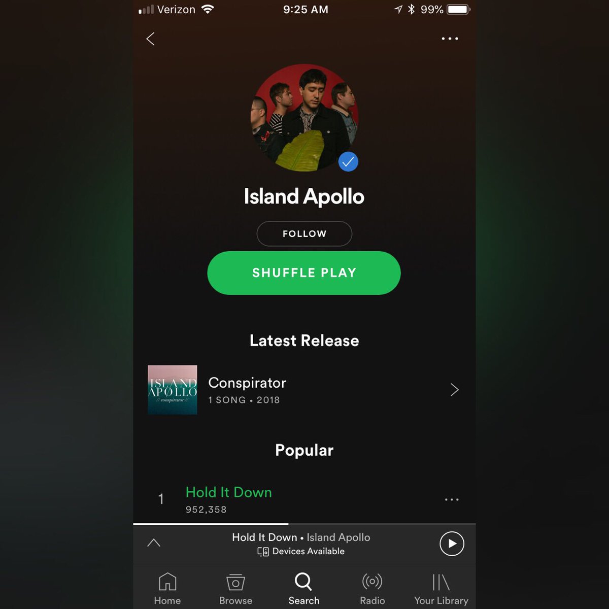 We are SO close to hitting 1 million plays on <a href="/Spotify/">Spotify</a> for the first time with our single “Hold it Down,” but we need your help to push us over the edge! Listen to the song on Spotify and share a screenshot to your Instagram—we’ll be sure to message you back! 🌴👩🏼‍🚀