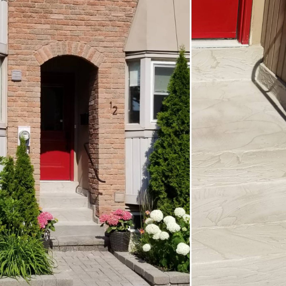 DecorockCanada's tweet photo. A beautiful finish by our installers in NATURAL STONE, just one of many at this complex! Do you want to be next? Give us a call at 905-799-0330! https://t.co/P0Ka9JuQhD