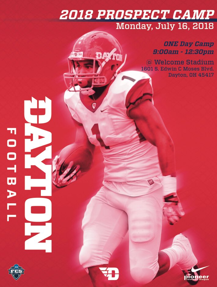You still have time! Only 5 days away! Come work and get better with the Flyer Football staff. Double dip and set up an admissions tour of campus after camp is over. See what UD is all about! DM or email me if you have any questions.