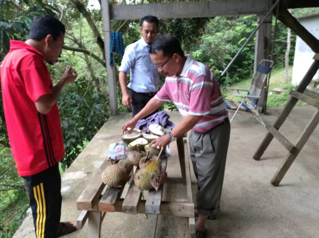 kakigunungFR's tweet photo. With guests enjoying the delicious fresh #durian #gunungjerai https://t.co/ZqgWxf04lD