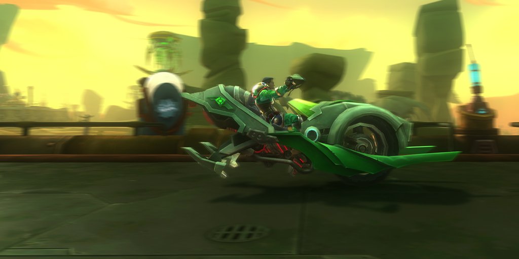 WildStar_DE's tweet photo. Der grüne Kufengleiter ist zurück! Steigt aufs Pedal und lasst eure Sorgen auf der Strecke! Ab sofort im Spiel-Shop erhältlich! https://t.co/W49qBeYRLy