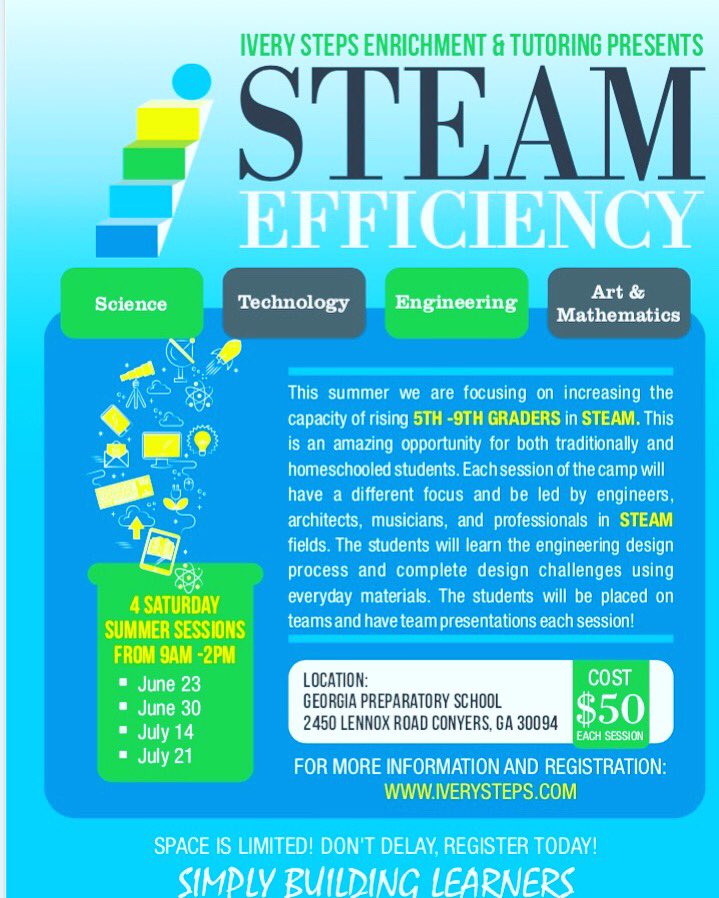 This Saturday! We’re building Capacity!  Science.Technology.Engineering.Arts.Math.For 5-9th graders! For more info: iverysteps.com #stemga #steam #Atlanta #homeschool #rockdalecounty #dekalbcounty #henrycounty #gwinnettcounty #summerlearning #STEMeducation #stem #conyers