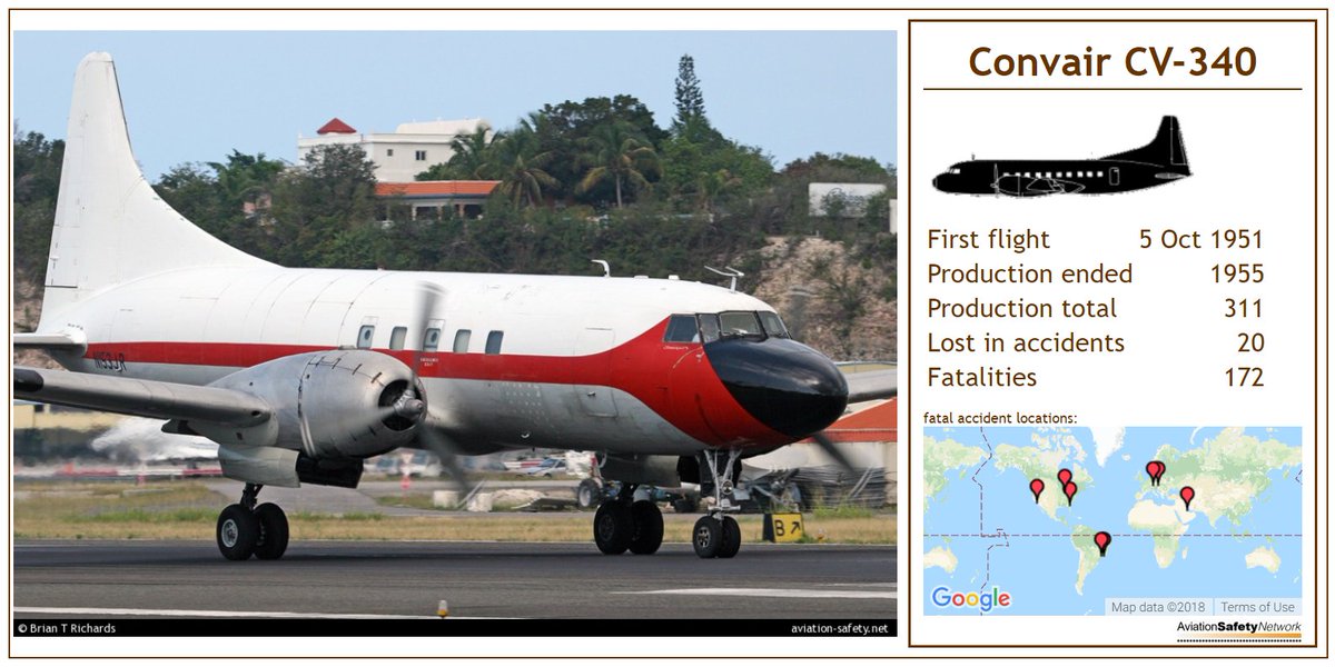 AviationSafety's tweet image. Convair CV-340 safety profile.
Previous three accidents involved engine fire on takeoff:
aviation-safety.net/database/types…
#Wonderboom #Aviodrome