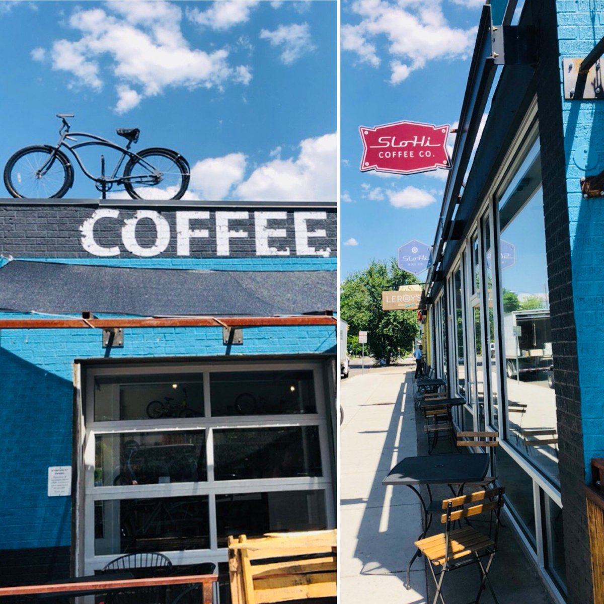 Stopping at SloHi coffee! Living the Perry Row life 😍 Sipping on an iced coffee of course 👌