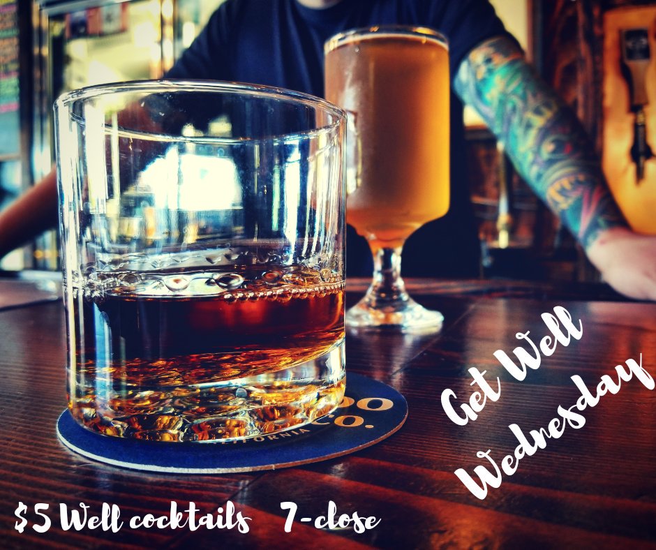 Join us the beautiful Wednesday evening in San Diego for Get Well Wed. All well liquor just $5(+tax) 🍹🥃