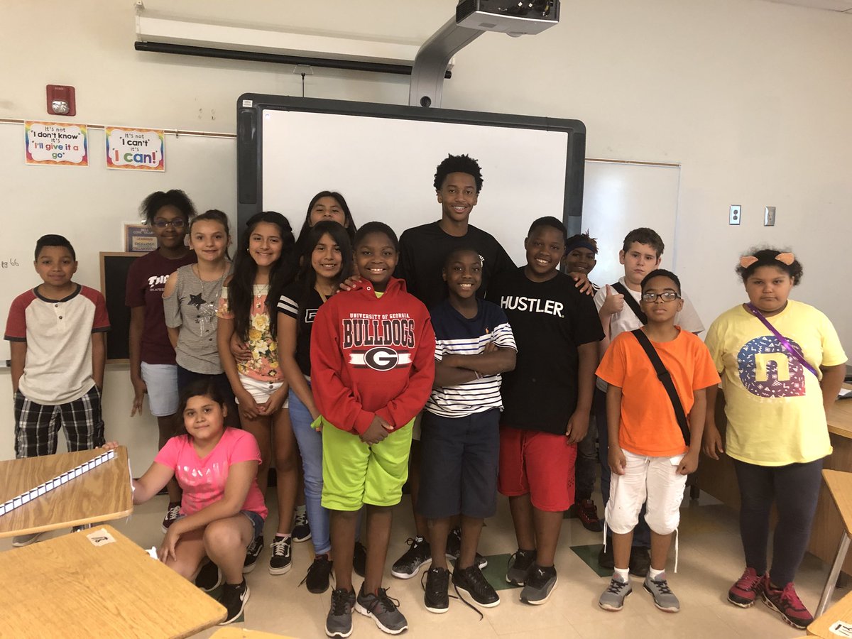 CarlaWpe's tweet photo. Thanks Hillcrest High Varsity Soccer member Ty Simpson for coming to speak to Tanglewood Middle’s Bell summer program students! Great advice about academics, hardwork, team work, leadership, and respect! @hillcrest_coach #bellprogram #gcs https://t.co/zOaMume794