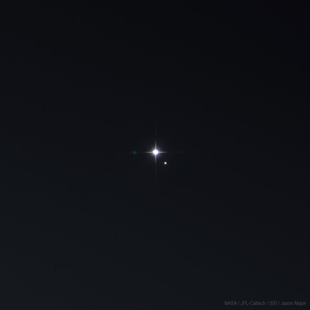 JPMajor's tweet image. On July 19, 2013, NASA's #Cassini spacecraft captured images of Earth and the Moon from orbit around Saturn. Here's a color-composite made from three of those images acquired in red, green, and blue filters.

This is *all of us* from 898 million miles (1.4 billion km) away. 🌎