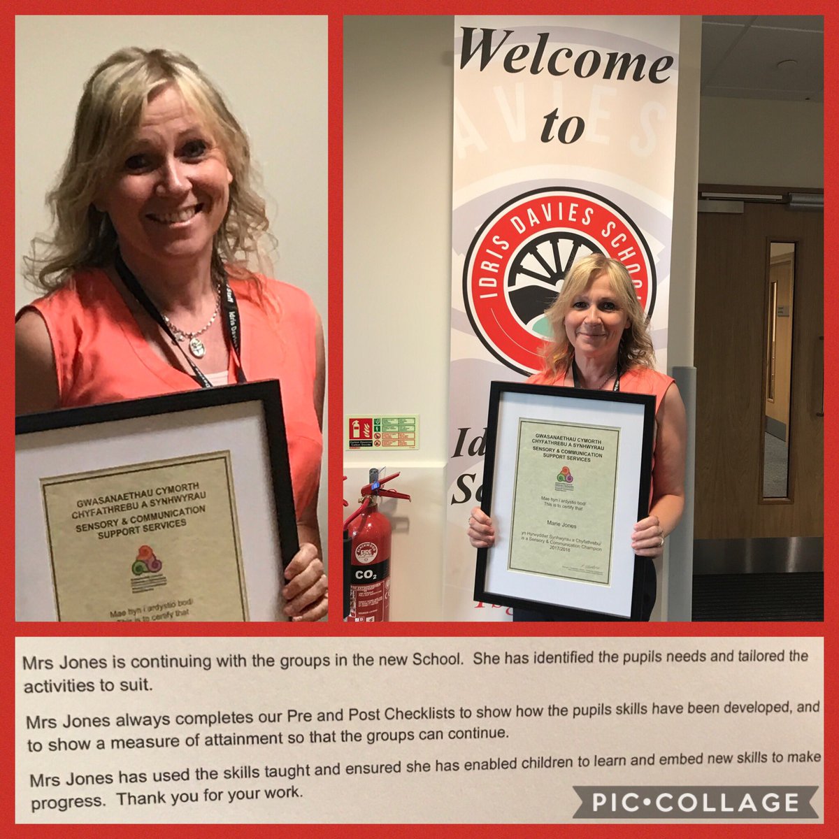 IDS_Casnewydd's tweet photo. It was an honour and privilege to accompany Mrs Jones to collect her Sensory and Communication Champion 2017-2018 award today. @IDS3to18 https://t.co/V2jHUumWbT