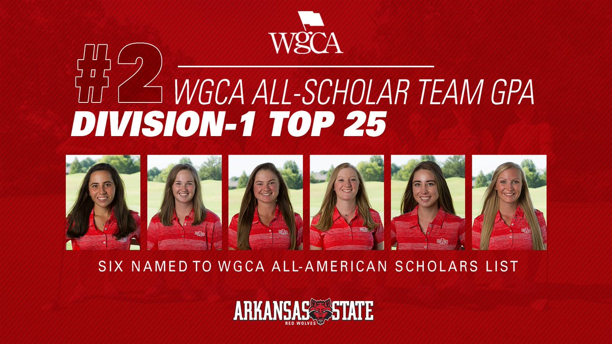AStateRedWolves's tweet photo. Congrats to @AStateGolf for earning a @WGCAGOLF All-Scholar Team GPA award with the second highest GPA in Division I! The team also placed six players on the WGCA's All-American Scholars list recently. #WolvesUp

Story: https://t.co/ZEydiKlivG https://t.co/HlpWOlhCXo