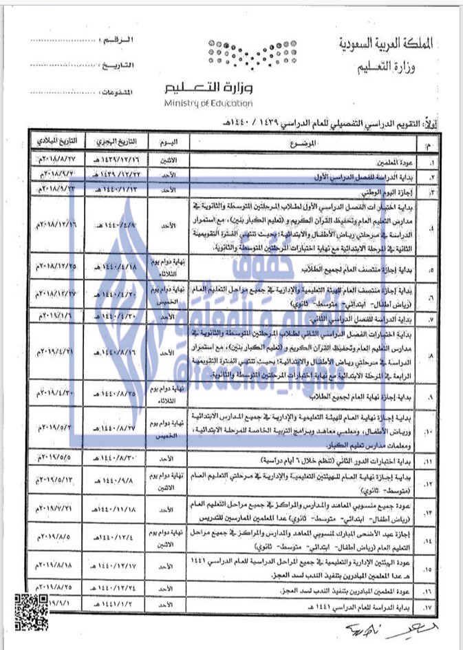 التقويم الدراسي 1440 وزارة التربية والتعليم السعودية هنا التقويم الدراسي 1441 الجديد