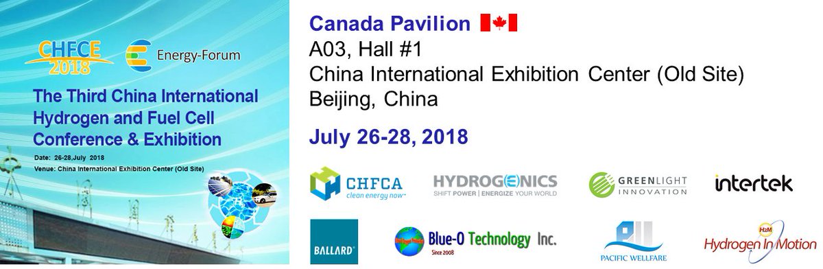 PoweringNow's tweet photo. We're two weeks away from #CHFCE2018 in #Beijing! Visit us at the #Canada Pavilion & meet representatives from #CHFCA, @BallardPwr, @hydrogenics, @GreenlightInnov, @Intertek, @H2InMotion, #BlueOTechnology & #PacificWellfare 🇨🇦🇨🇳 #hydrogen #fuelcells https://t.co/PzNwqWPeeO