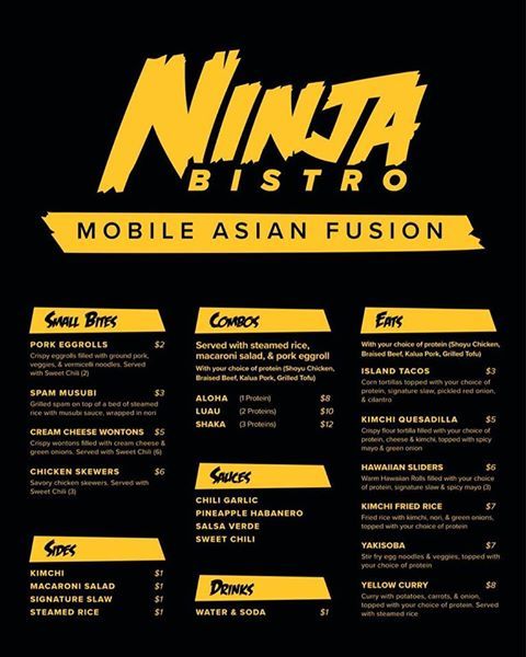 i_3Global's tweet photo. Check out the new Ninja Bistro menu we designed, and then go grab a bite and support them at the very first Sundown in Tri-Town! #asianfusion #509 #tricitieswa #foodtruck #ninjabistro #i3global https://t.co/2kl3E7ggVy