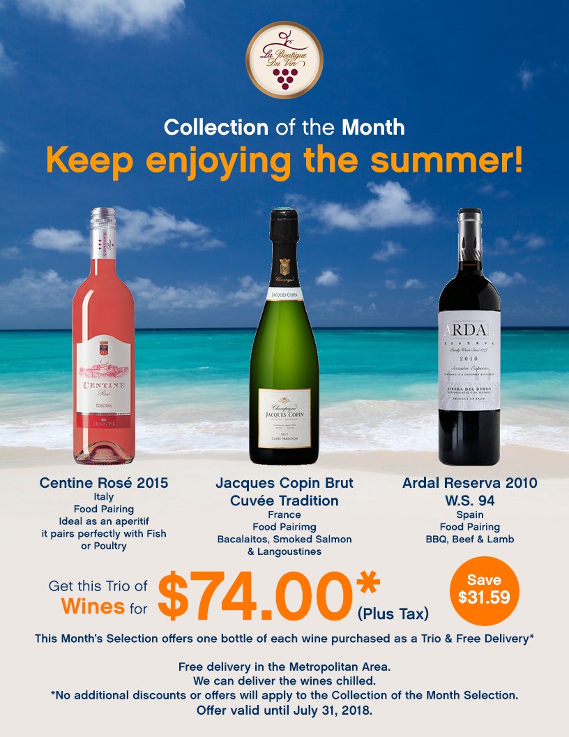 laboutiqueduvin's tweet image. Keep enjoying the summer! Get this trio of wines for $74.00 and save $31.59. Selected by our staff for the Wine Aficionado to enjoy! Free delivery. Order now 787-250-0008 or visit us at Ave. Chardón #210, Hato Rey, PR. #wine #boutiqueduvin #sanjuan #collectionofthemonth
