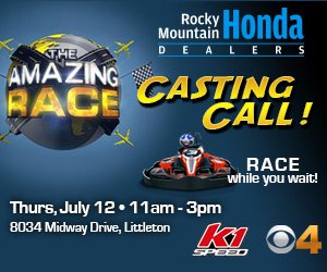 CBS4Community's tweet image. Come out and race in more than just one way! @k1speed is hosting the @AmazingRaceCBS casting call. Starting at 11am on July 12th, see if you and your teammate have what it takes for the race around the world, and win $1 million dollars! More details at: denver.cbslocal.com/the-amazing-ra…