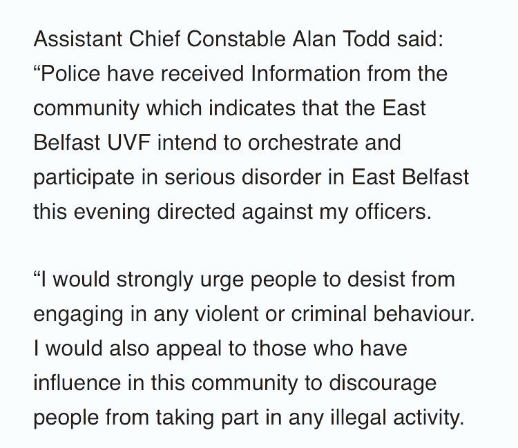 GlobalinNews's tweet photo. BREAKING: the PSNI have received information that a significant violent attack may happen this evening after 2 incidents in #BloomfieldWalkway & #CluanPlace today to remove dangerous bonfire materials #EastBelfast #GINews https://t.co/ohvty8AX3b