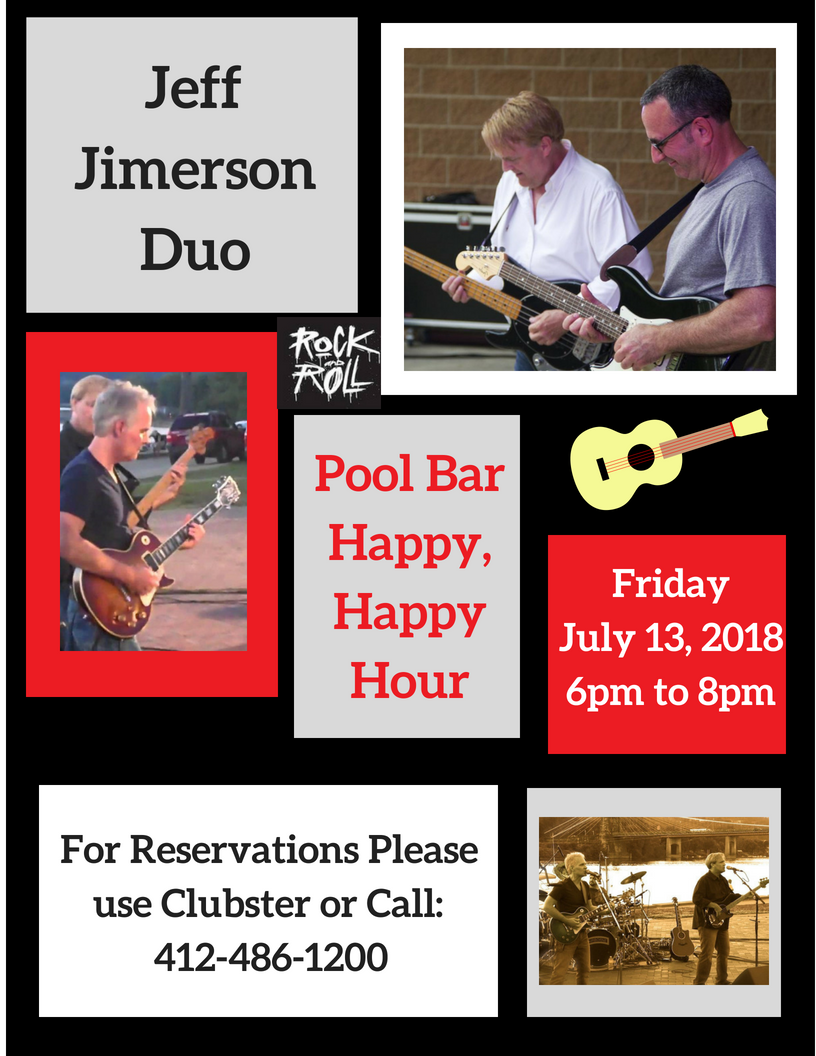 I hear the Best Place to be this Friday night to see the Jeff Jimerson Duo is the Wildwood Golf Club Pool Bar!  Come enjoy some Cool Tunes by the Pool...