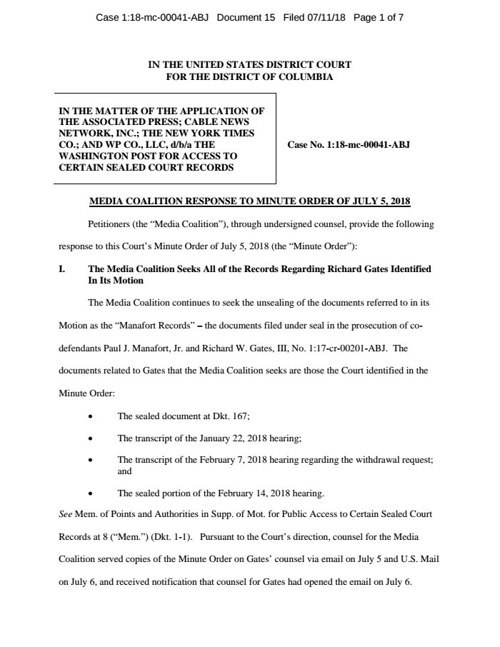 Big Cases Bot On Twitter New Filing In Ap Cnn Nytimes Et Al V United States Response To Order Of The Court Https T Co Cul62fv19k