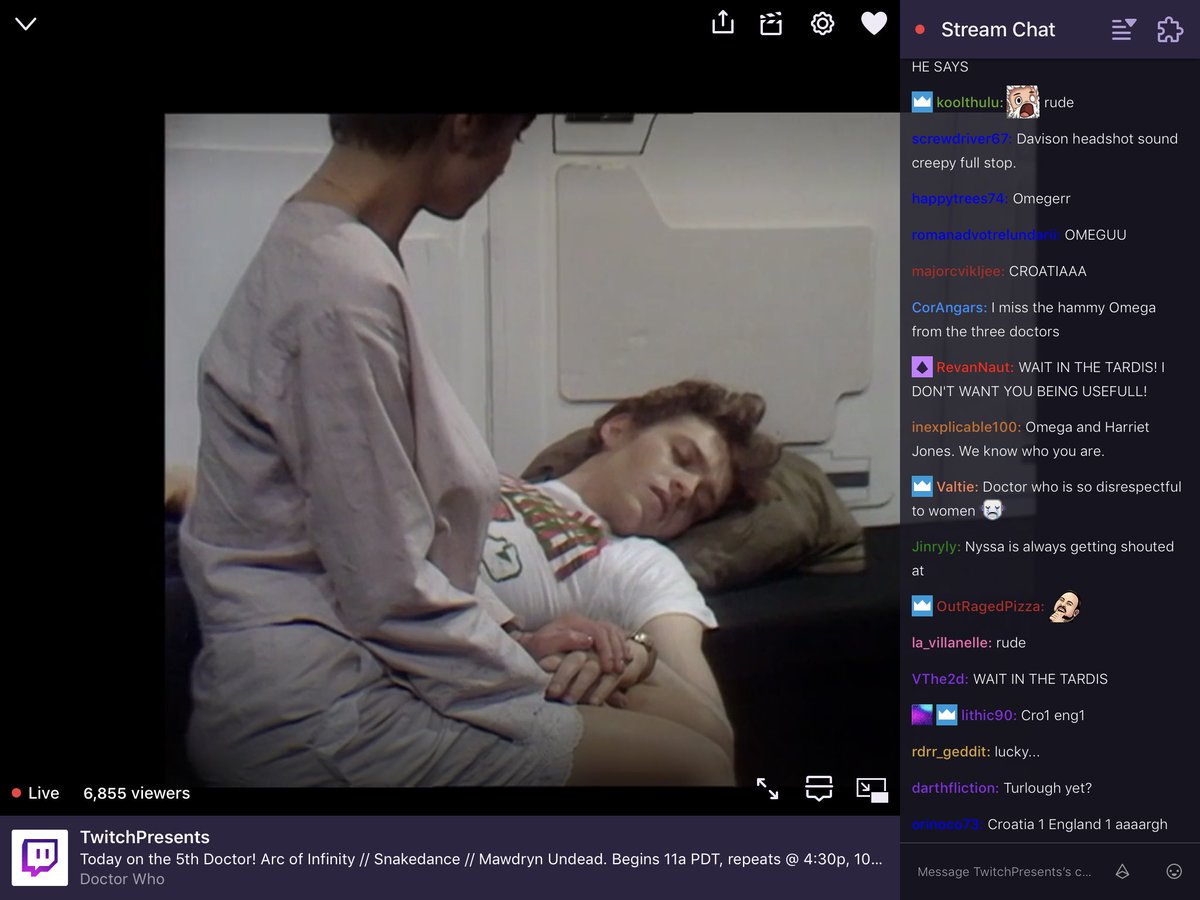 WhoHats's tweet image. Looks like Peter just heard the score. 1-1...

#ArcOfInfinity on #DoctorWhoOnTwitch reactions. #DoctorWho #ENGCRO #ItsComingHome #ComeOnEngland⁠ ⁠#England #WorldCup⁠ ⁠⁠ ⁠⁠