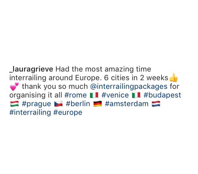 InterRailingPac's tweet photo. Big shout out to Laura Grieve for this lovely review. Knowing you guys are having fun, exploring Europe, meeting new people and living your best lives is, well, the best!! ☺️☺️❤️❤️
#interrail #interrailing #interrail2018 #interrailing2018 #interrailingpackages https://t.co/SdCb2EVcSs
