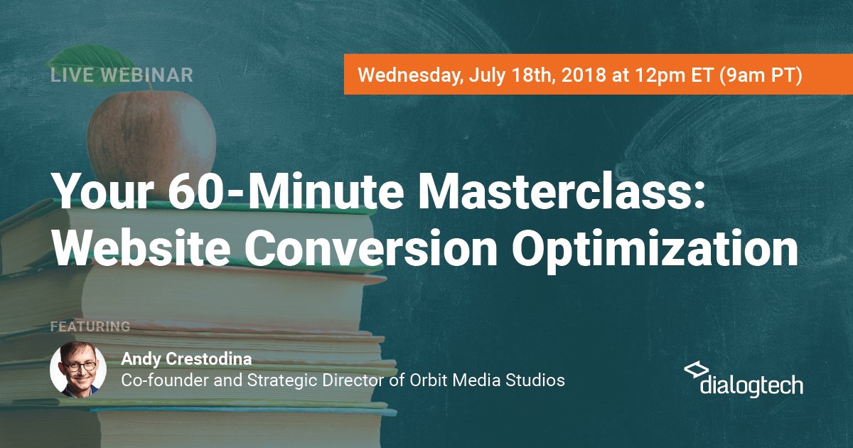 60-Minute Conversion Optimization Class
I'm giving a free webinar with <a href="/DialogTech/">DialogTech is now Invoca</a> in ONE WEEK
Register here, then join us live or watch the recording -> buff.ly/2MIbkyy