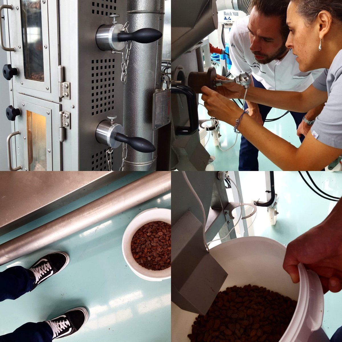 Cacaophiles's tweet photo. Trial and error roasting sessions today at @DuyvisWiener with @hiddedebrabander under the expert supervision of Carolina! #learningbydoing #flavourvoyage #mavamadagascar #fineflavour @chocmadagascar #thanksforhavingus #beantobar #funatwork https://t.co/jiKTsMNCpv