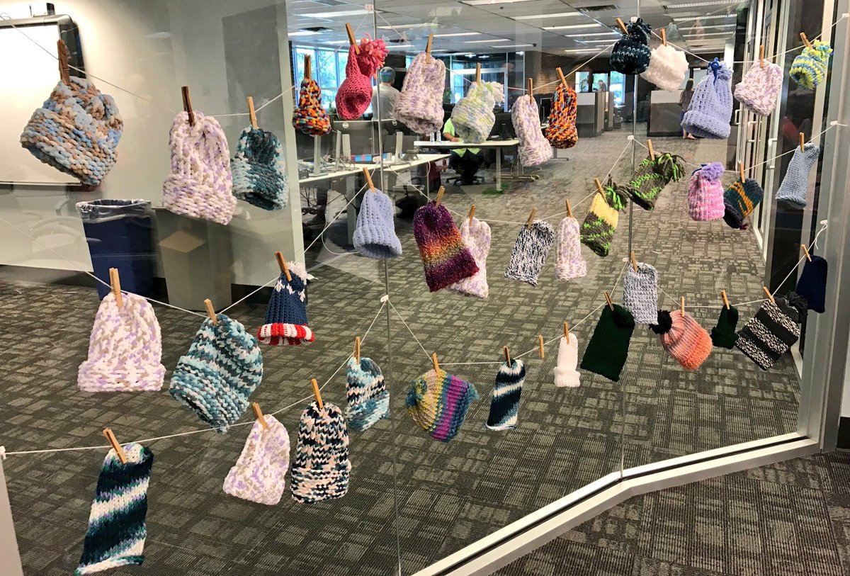KaleyWren's tweet photo. Our #viscon2018 service project. Knitting hats for NICU babies. Our goal is to finish 1,000! The best part of @ImagineLearning is our people and their hearts of gold. https://t.co/y0XJkhjAUg