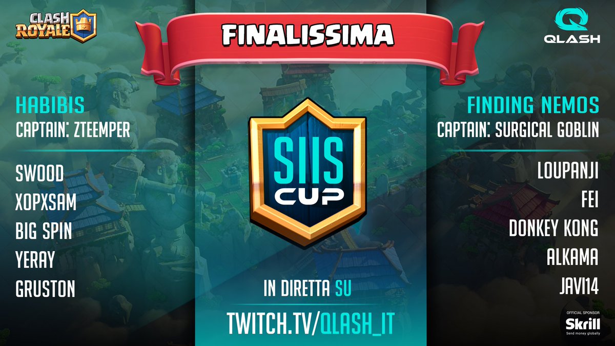 ClashRoyaleIT's tweet photo. IN DIRETTA l'ultimo atto della #SUSCup2! Grandi protagonisti della scena competitiva di #ClashRoyale si sfidano per la vittoria finale! 💪
Seguila in LIVE qui: https://t.co/60biDDtGTV https://t.co/sSXVadmogO