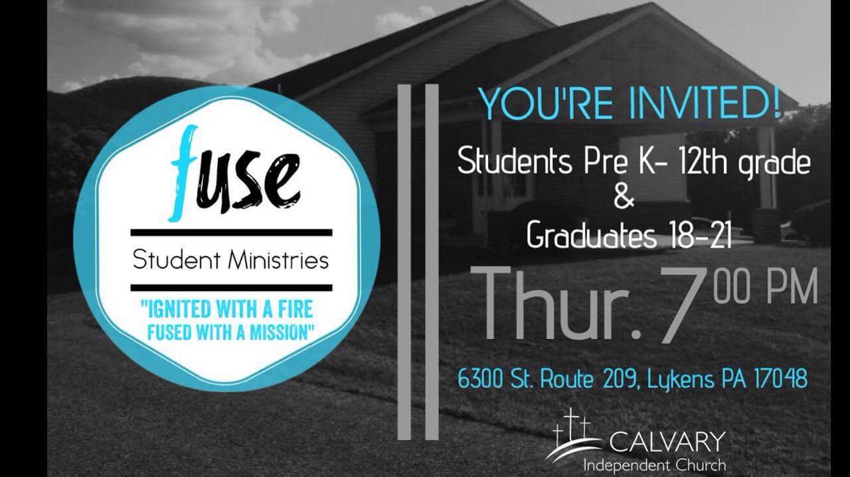 Fuse_CIC's tweet photo. Don’t forget to come out this Thursday to Fuse Student Ministries!! #FuseCIC https://t.co/oYhsFc1M30