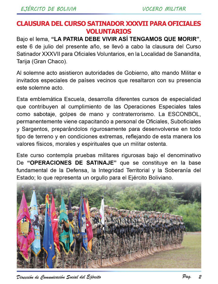 BoliviaEjercito's tweet photo. #esconbol
ttp://www.ejercito.mil.bo/#openModal
https://t.co/Ju3VqXeapp
https://t.co/LYcnDqyKvY
https://t.co/S5YVfBWMNP https://t.co/G0ovdMoV20