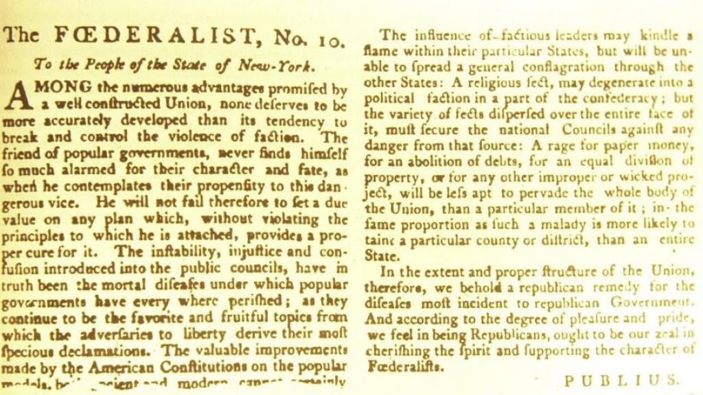 Image result for federalist no. 10