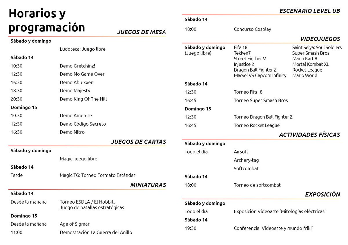 level_ub's tweet photo. ¡36 horas y empezamos! Aquí los horarios para que no te pierdas nada en la tercera edición de nuestro evento ¡Te esperamos! #LevelUb18 https://t.co/vmHD6KiT6K