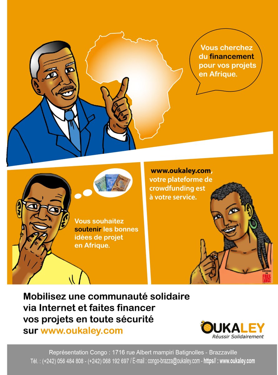 congo_talents's tweet photo. AVEZ VOUS ENTENDU PARLE DE OUKALEY?

Oukaley est une Plateforme de financement participatif
Vous avez un projet et vous chercher de l'aide financière?

Prenez rendez-vous avec Dexter Tresor Omono, Représentant Pays au Congo.
Découvrez plus avec IVOIRE-TALENTS Magazine en Aout https://t.co/fVQx2vU68d