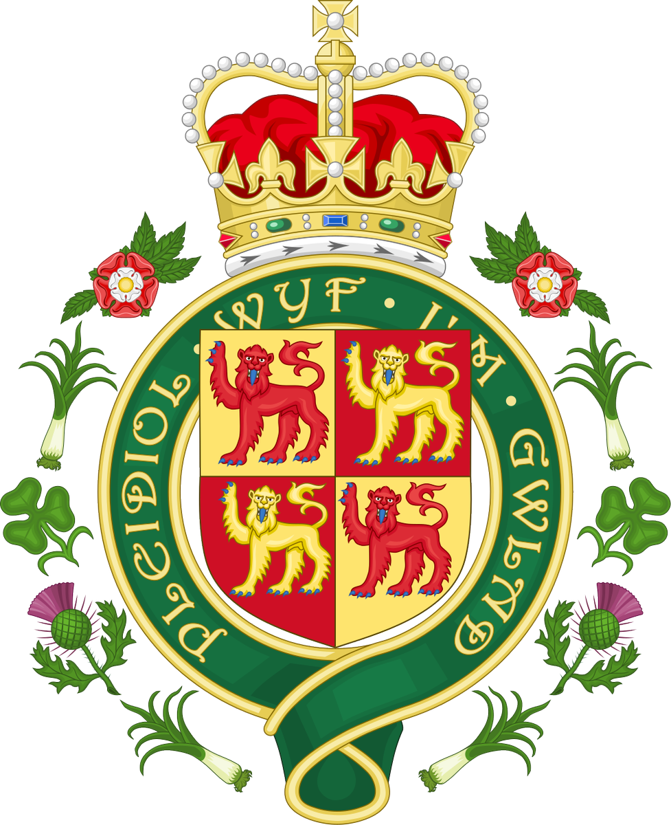 We’ve already shown various examples of #ThreeLions in heraldry today, and an example of #TwoLions, now what about #FourLions, here in the Arms of Llywelyn the Great, one time Welsh Prince, and now in the Royal Badge of Wales