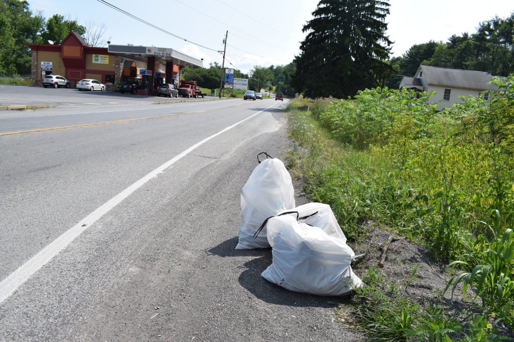 KellyAShannon's tweet photo. A change of scenery today, as we PMVB employees did our first litter pick-up at our newly adopted roadway locations! #PoconoMtns #PickUpThePoconos https://t.co/ghR8alAqIr