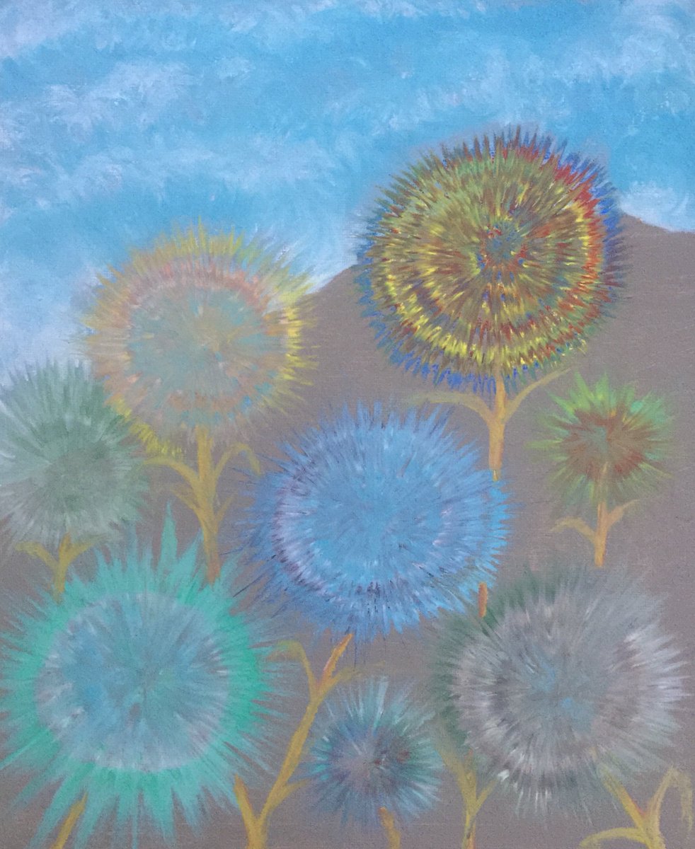 Jane132Jane's tweet photo. Well, football has inspired me this evening & I recommend drawing whilst watching England play 🤞🤭 Two drawings in oil pastels. Shells & Dandelion Clocks on the hill. #oilpastels #drawing #ArtistOnTwitter #watchingfootball #keepcalmanddraw #FifaWorldCup2018 #EnglandvCroatia https://t.co/16OU6pzxlm
