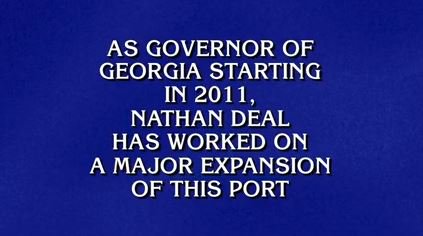 GovernorDeal's tweet photo. I heard a familiar name during last night’s episode of @Jeopardy, and I’m confident the answer was: “What is the Port of Savannah?” @GaPorts https://t.co/lKOq3bCiyq