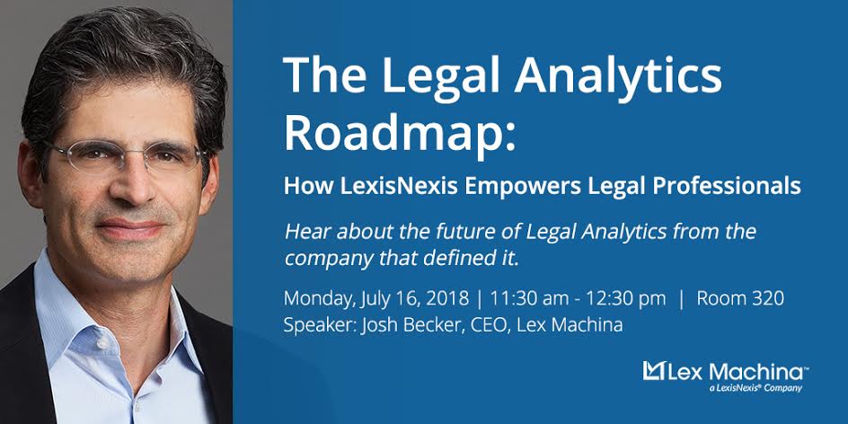 Lex Machina (@lexmachina) on Twitter photo Hear about the future of #LegalAnalytics from the company that defined it. #AALL2018 #LegalTech <a href="/LexisNexis/">LexisNexis Legal & Professional</a> <a href="/JoshBeckerSV/">Josh Becker</a> - ow.ly/T1Ct30kUn71 Hear about the future of #LegalAnalytics from the company that defined it. #AALL2018 #LegalTech <a href="/LexisNexis/">LexisNexis Legal & Professional</a> <a href="/JoshBeckerSV/">Josh Becker</a> - ow.ly/T1Ct30kUn71