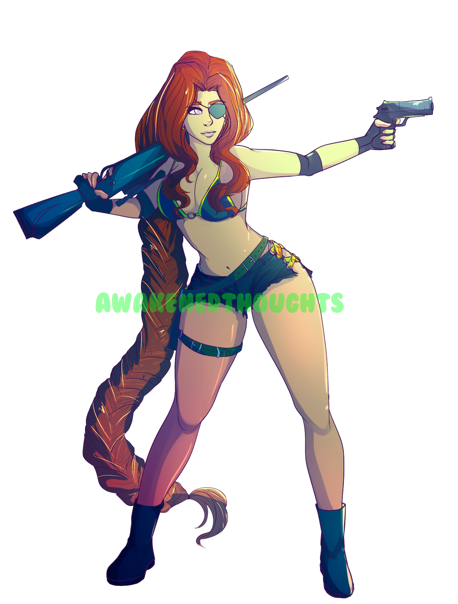 Thisisawakened's tweet photo. Alright i did two diff lighting colors >v>!! Here's nuria!! #gunbabe #fire @awakenedOCS #digitalart #sketch #gun https://t.co/q0EKZRyzUn