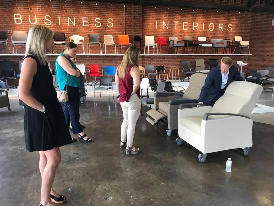 Thanks to Chad Moore​ from <a href="/moore_solutions/">Moore Solutions</a> for bringing the demos for the @KrugInc #Healthcare recliners. They are so comfortable! #HealthcareDesign